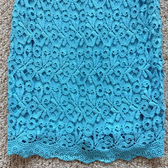 Lauren Ralph Lauren Aqua Lace Sheath Dress Size 2 Wedding Guest Cocktail Dress - Picture 11 of 13